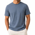 T-shirt uomo L in tessuto blu ardesia - girocollo a maniche corte per uso quotidiano