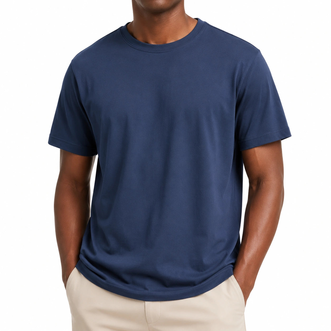 T-shirt uomo M blu navy in tessuto tecnico a maniche corte - girocollo casual