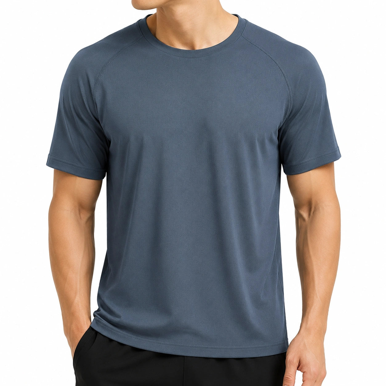 T-shirt sportiva uomo taglia L blu ardesia in tessuto sintetico a manica corta