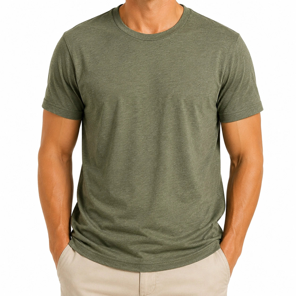 T-shirt uomo taglia L verde oliva a maniche corte girocollo stile casual