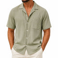 Camicia uomo M in tessuto verde salvia a maniche corte stile casual