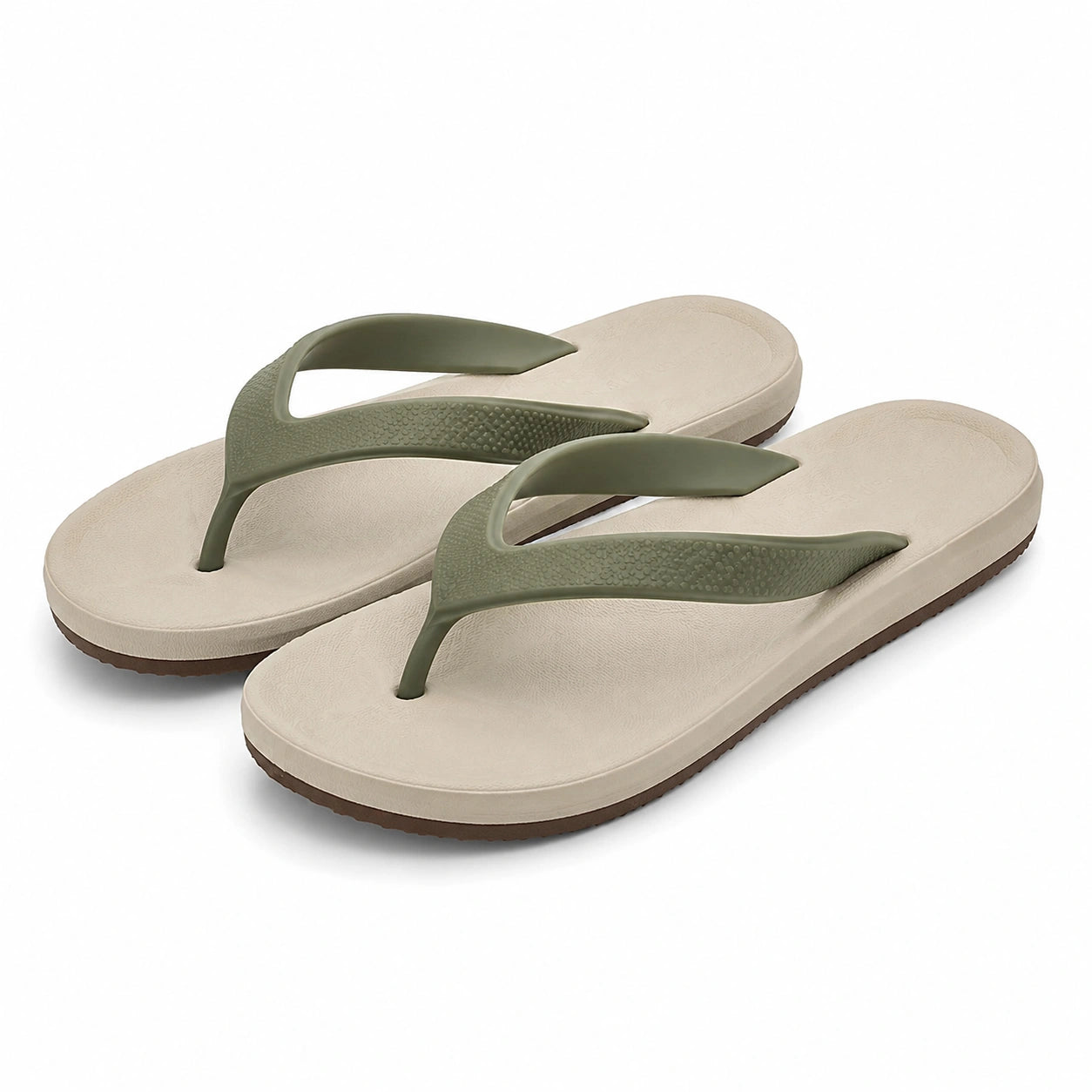 Infradito 42/43 beige e verde oliva in materiale sintetico per uso estivo