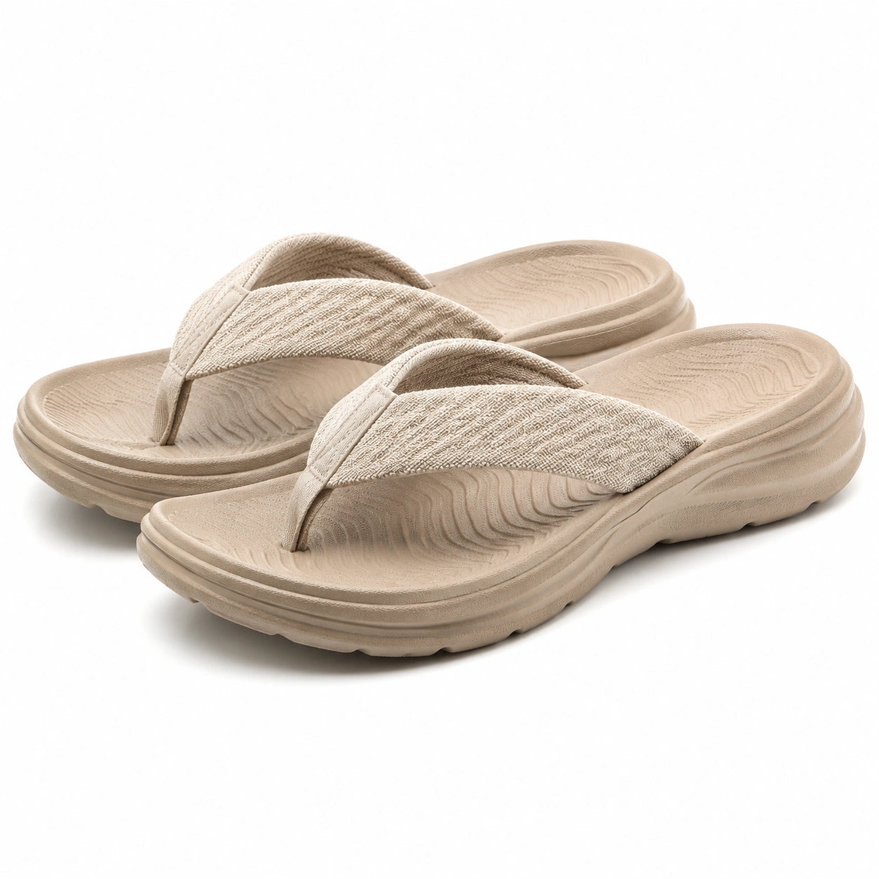 Infradito 40/41 beige con fascia in tessuto e suola sintetica ammortizzata