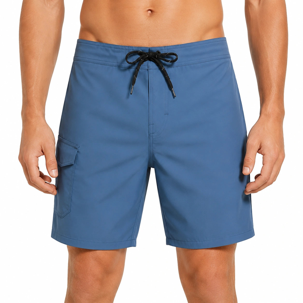 Costume da bagno uomo L blu in tessuto sintetico - pantaloncino con tasca cargo e coulisse