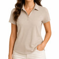 Polo donna S beige in tessuto piqué a maniche corte stile casual