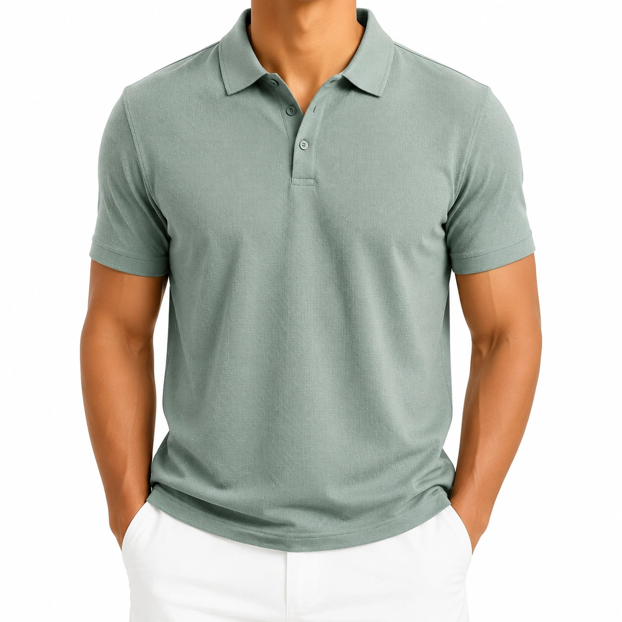 Polo da uomo taglia L verde salvia a maniche corte stile casual