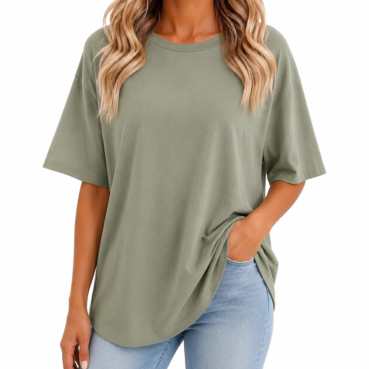 Maglietta donna taglia S verde salvia in tessuto - vestibilità ampia casual